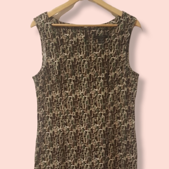Connected Apparel Brown Geometric Print dress size 14 - Picture 5 of 5
